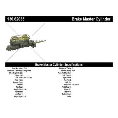 Centric Parts Premium Brake Master Cylinder 130.62035
