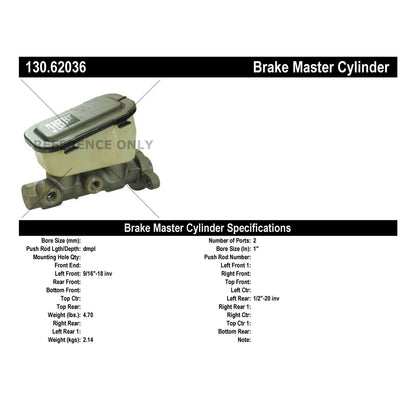 Centric Parts Brake Master Cylinder with Reservoir 130.62036