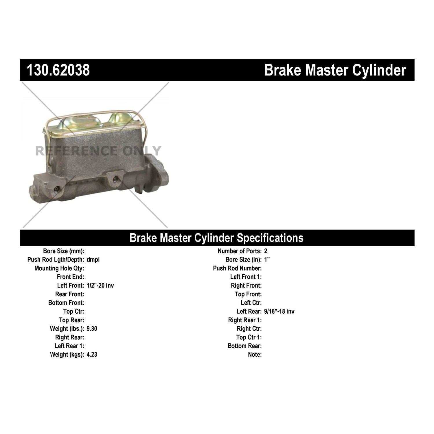 Centric Parts Premium Brake Master Cylinder 130.62038