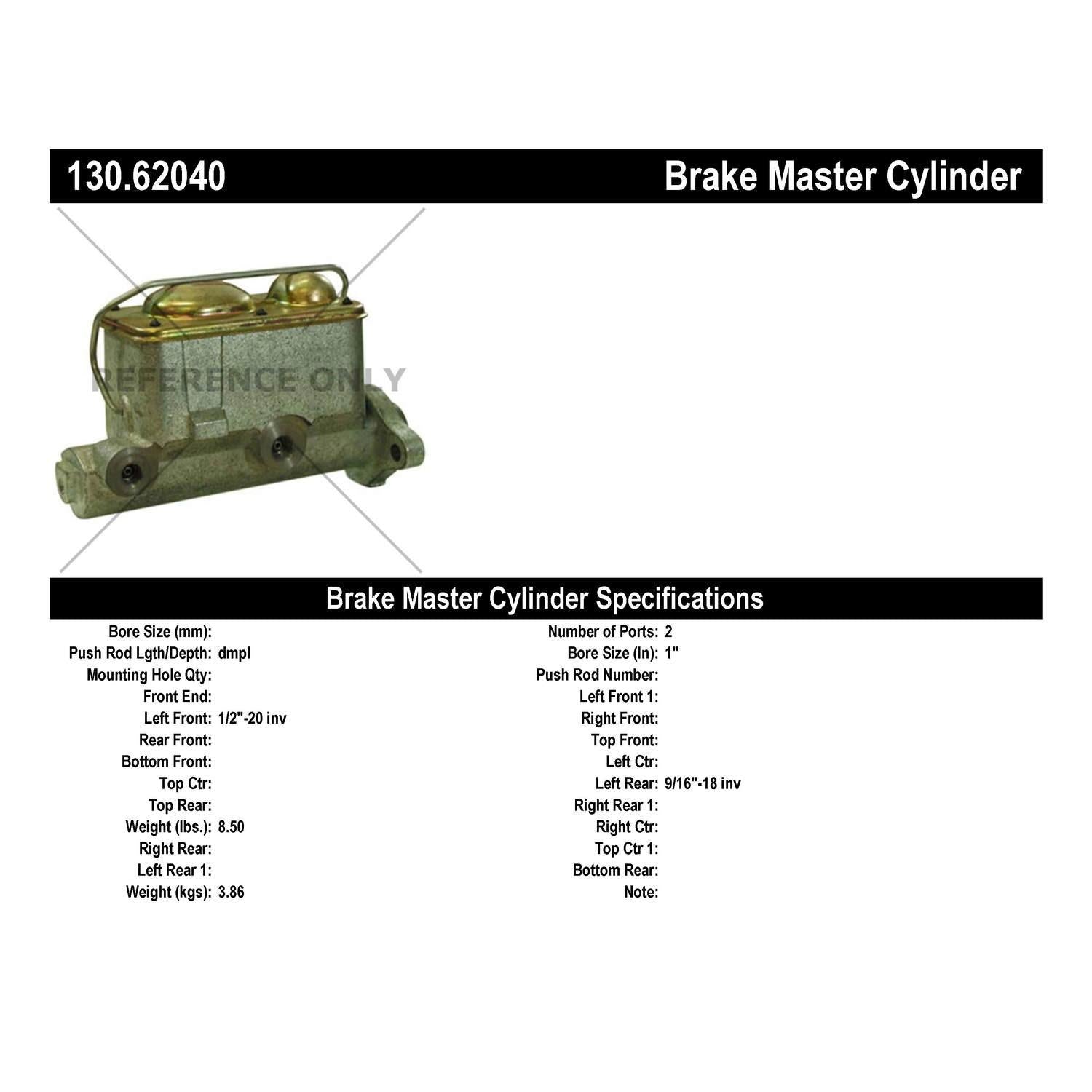 Centric Parts Premium Brake Master Cylinder 130.62040