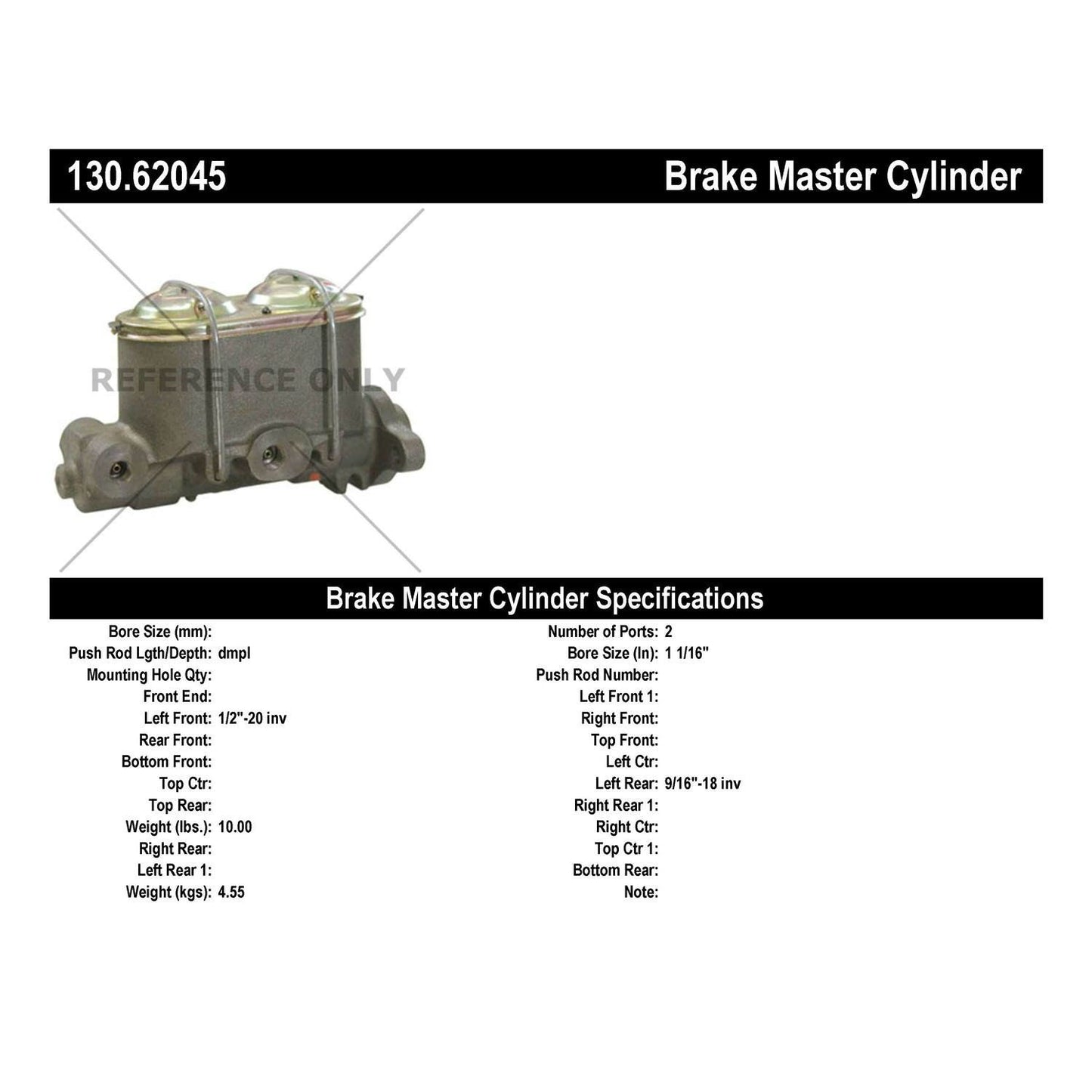 Centric Parts Brake Master Cylinder 130.62045
