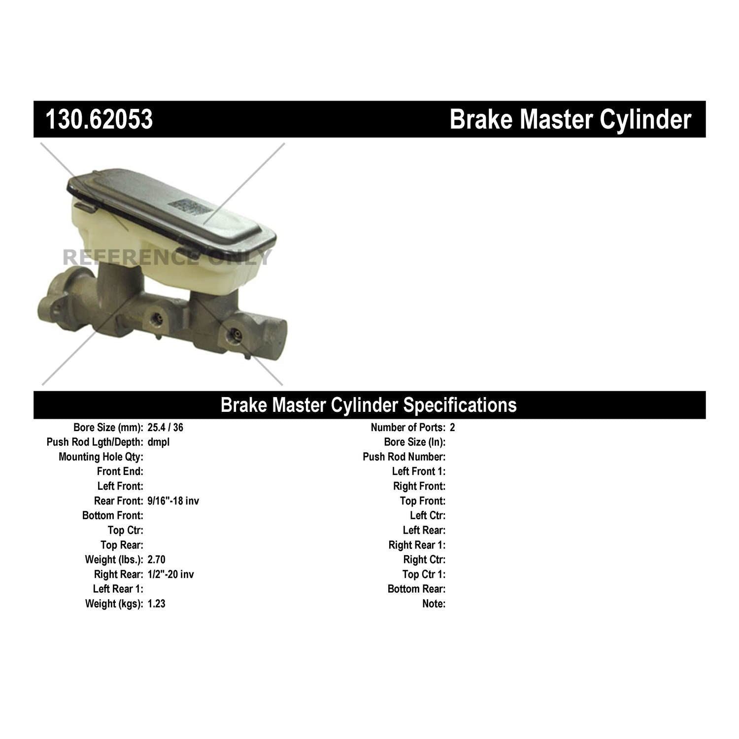 Centric Parts Premium Brake Master Cylinder 130.62053