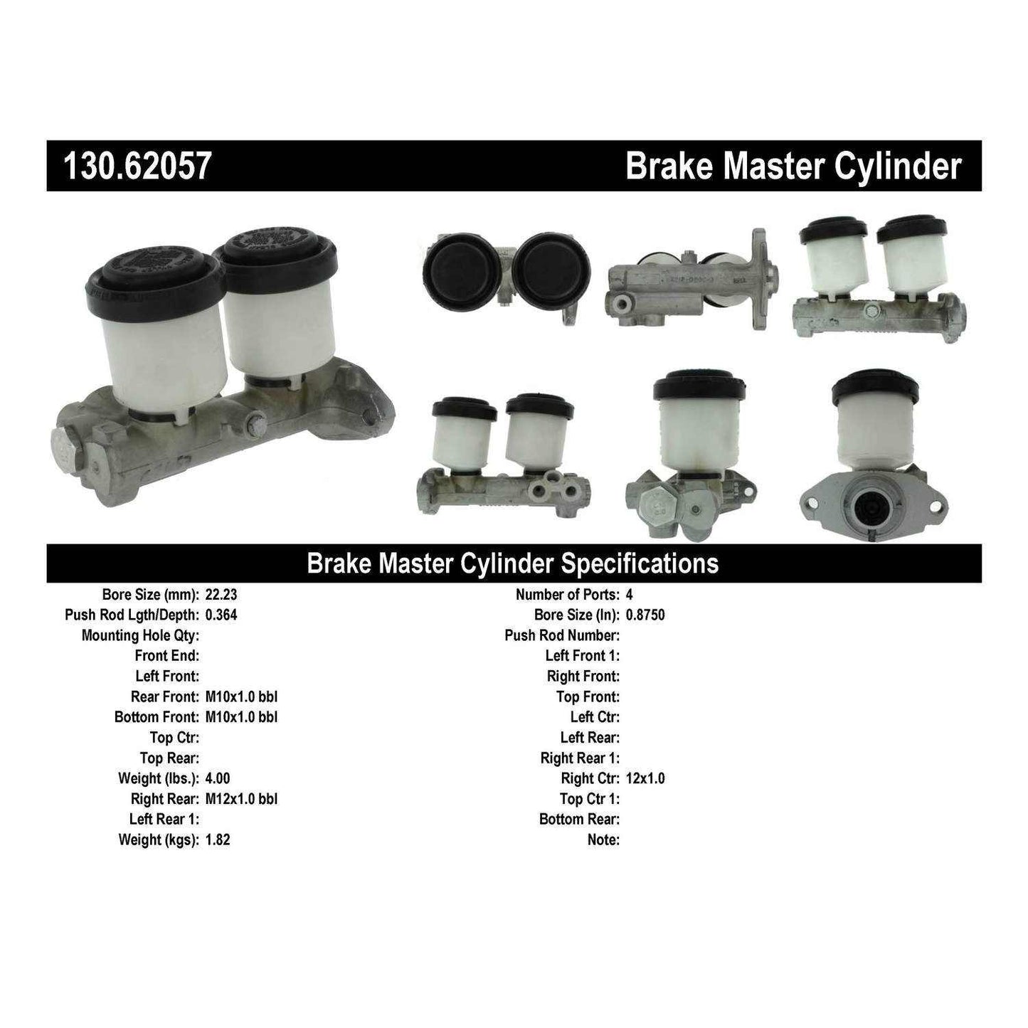 Centric Parts Brake Master Cylinder 130.62057