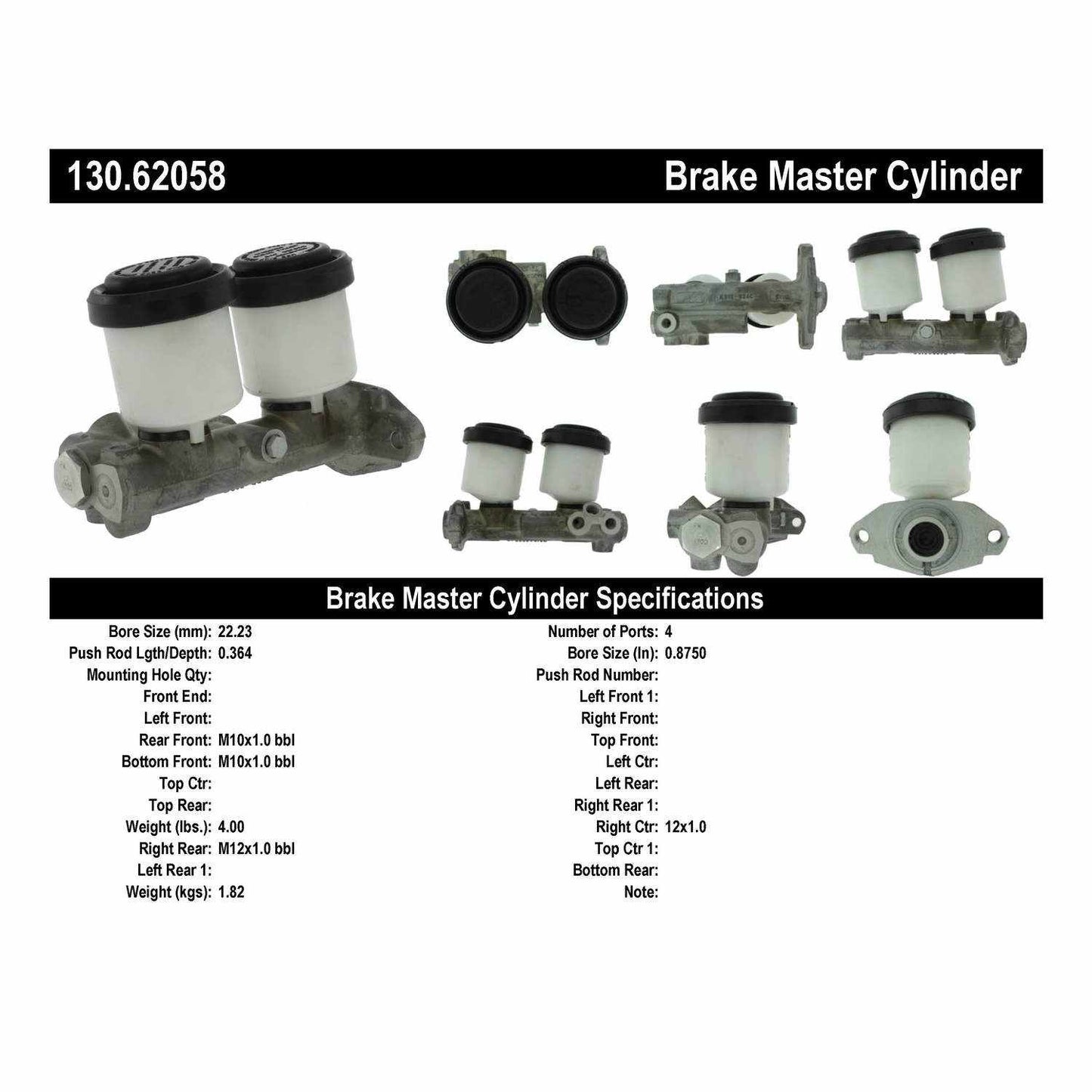 Centric Parts Brake Master Cylinder 130.62058