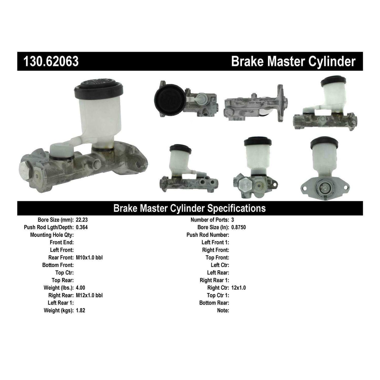 Stoptech Centric Premium Brake Master Cylinder 130.62063