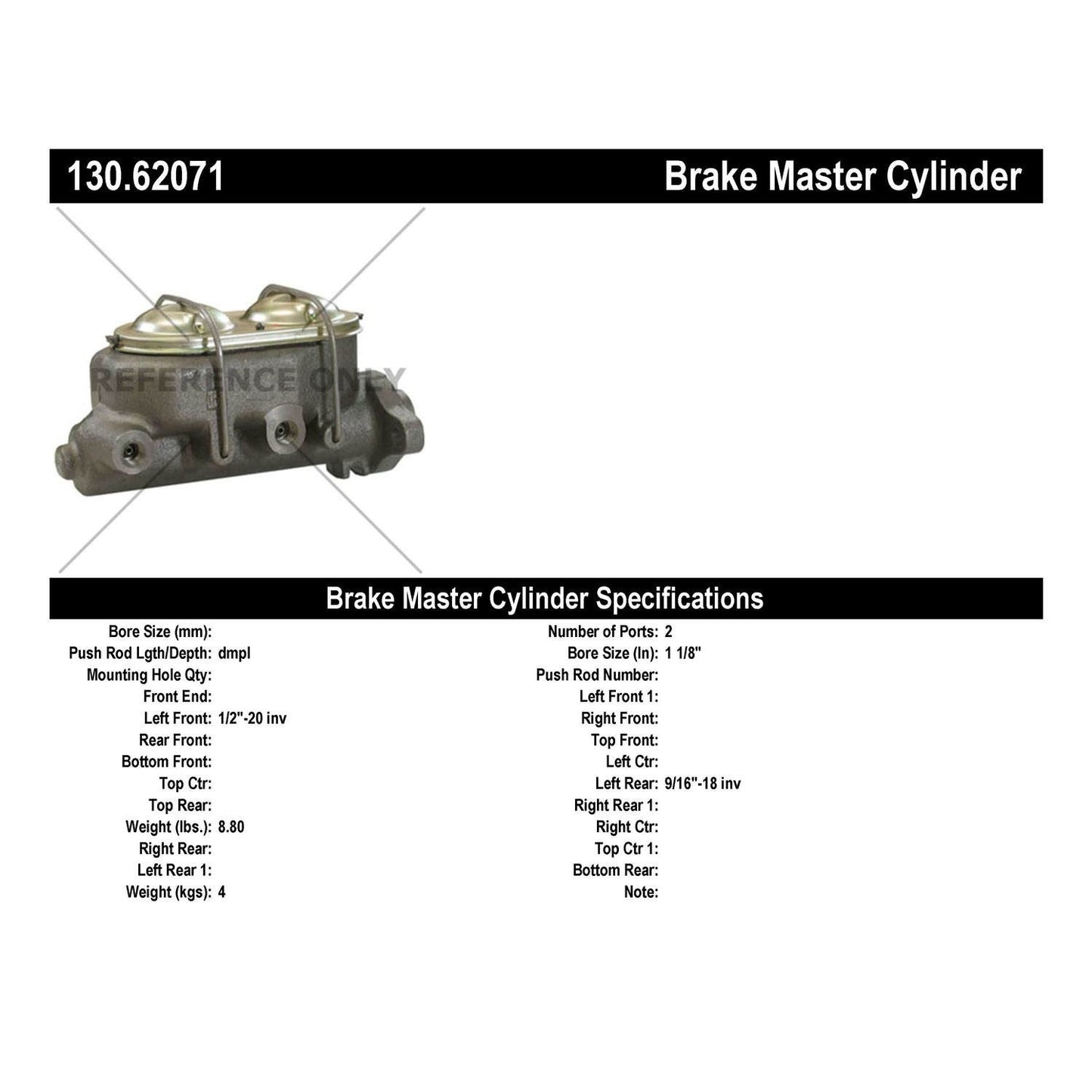 Centric Parts Premium Brake Master Cylinder 130.62071