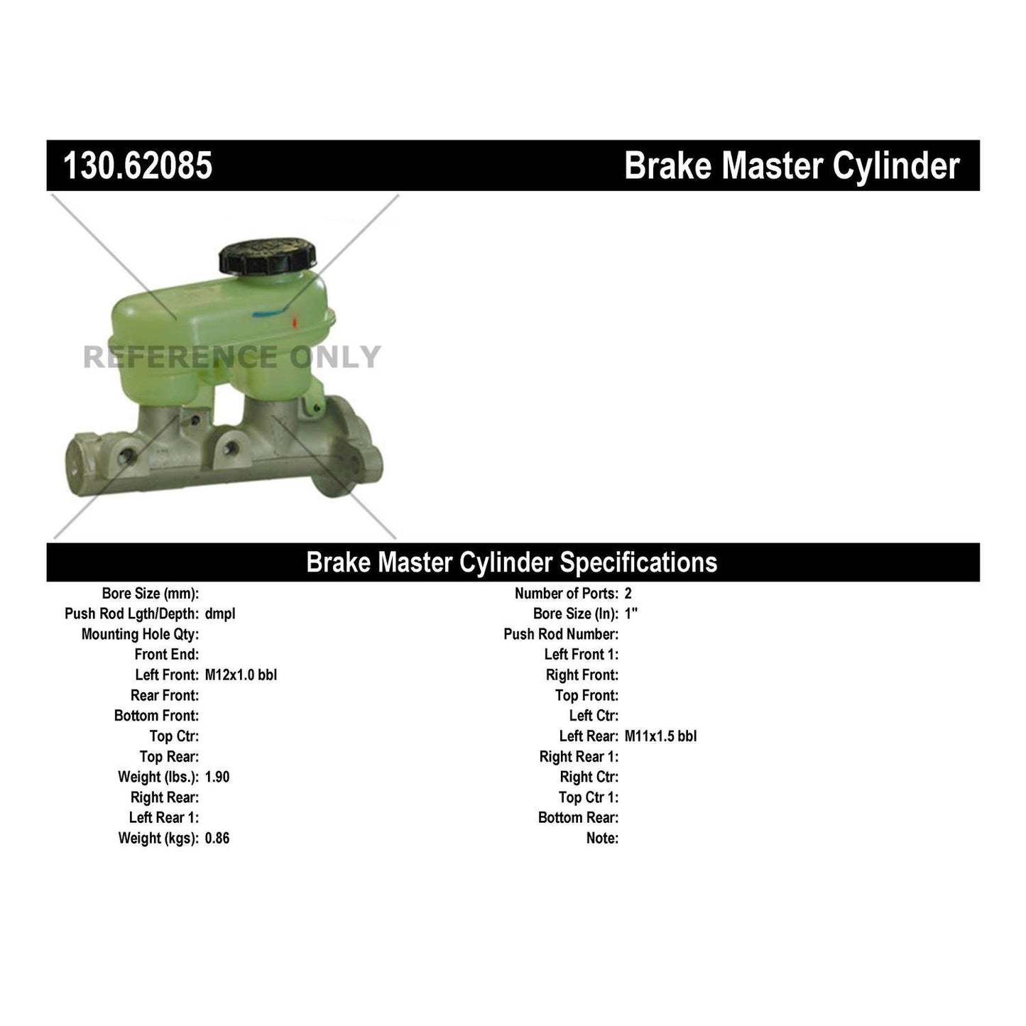 StopTech Premium Brake Master Cylinder 130.62085