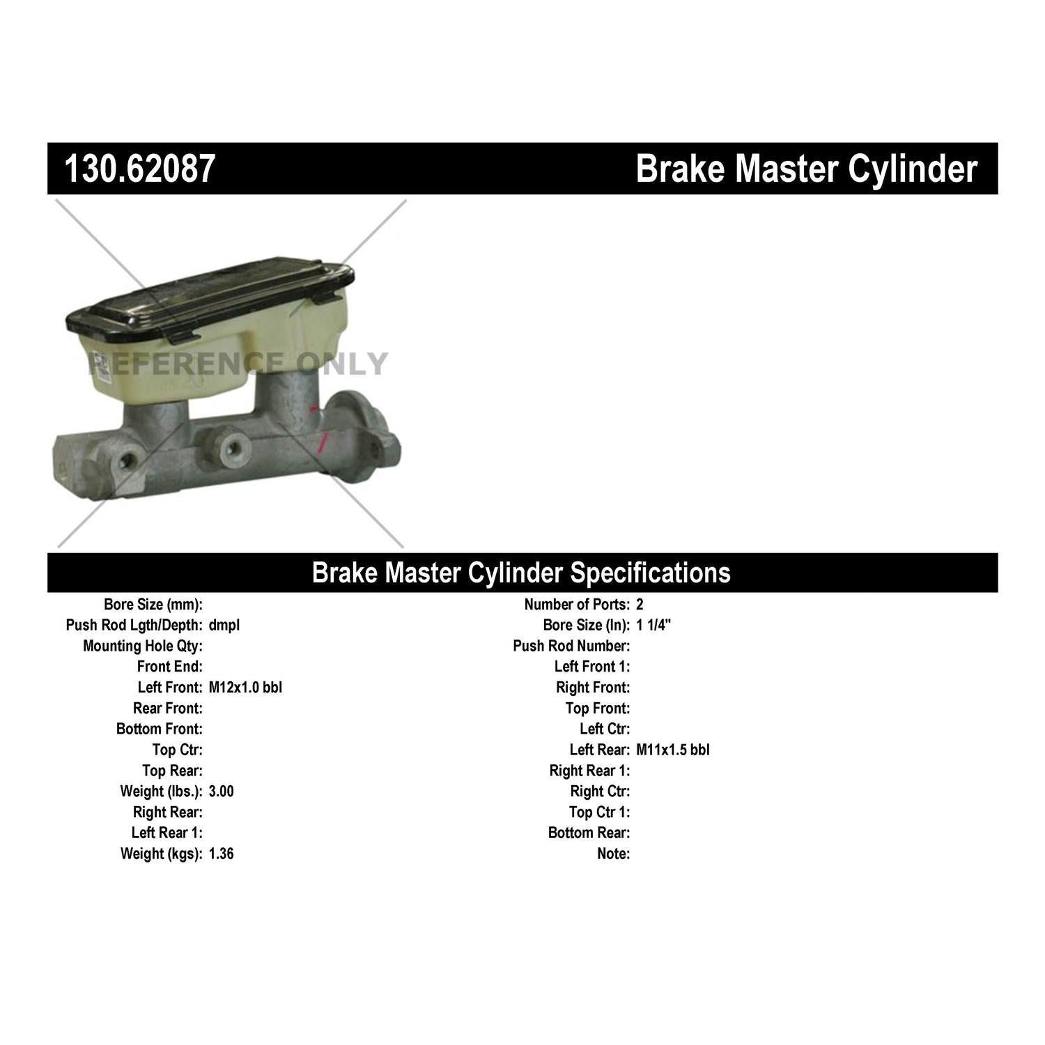 Centric Parts Premium Brake Master Cylinder 130.62087