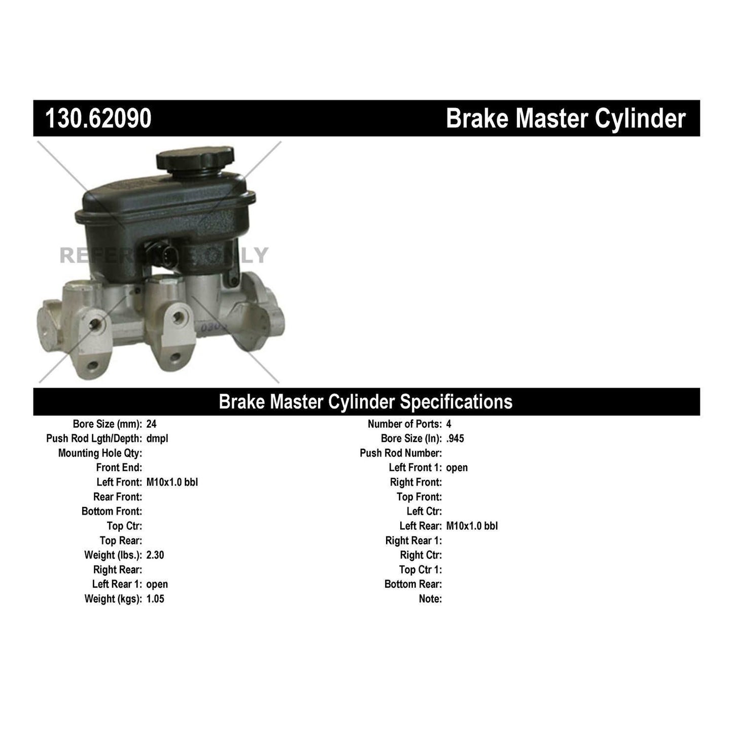 Centric Parts Brake Master Cylinder 130.62090