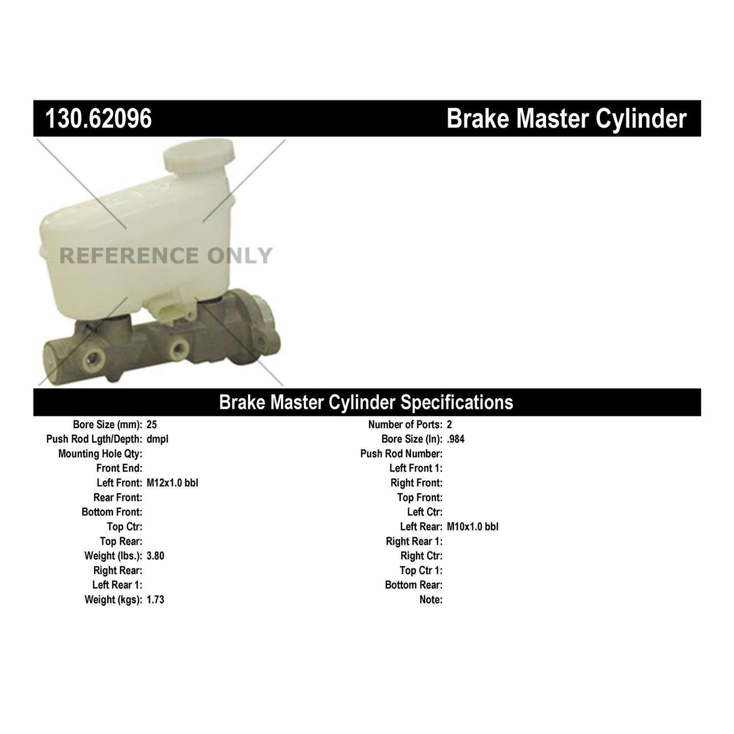 Centric Parts Brake Master Cylinder Premium for 1991-1995 Buick LeSabre 130.62096