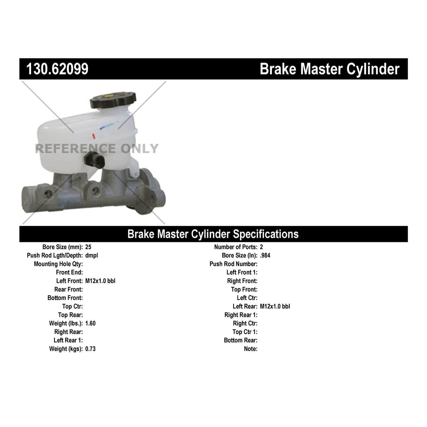 Centric Parts Premium Brake Master Cylinder for 1996-1999 Buick LeSabre 130.62099