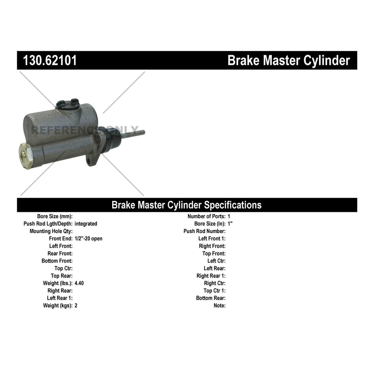 Stoptech Centric Premium Brake Master Cylinder 130.62101