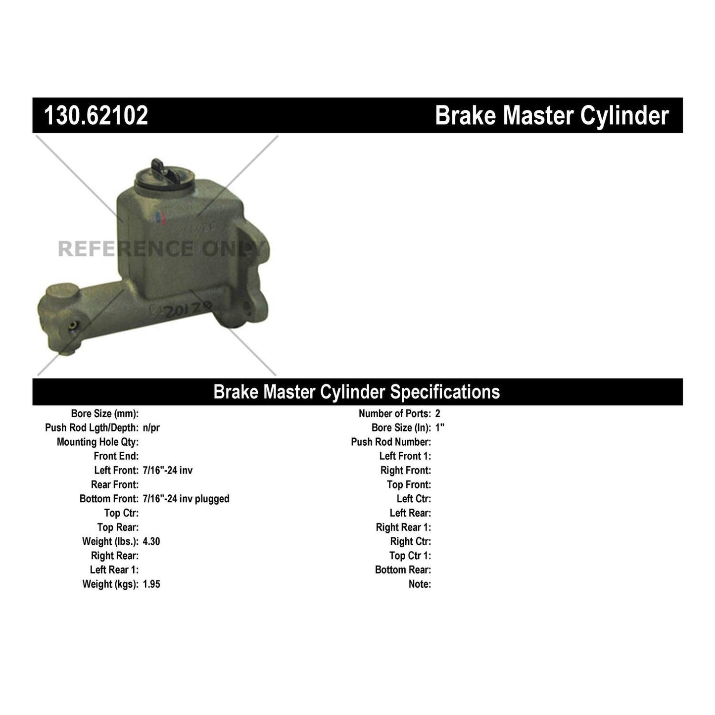 StopTech Premium Brake Master Cylinder 130.62102