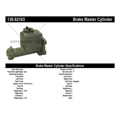 Centric Parts Brake Master Cylinder Premium for 1960-1961 Buick Electra Estate Wagon Invicta LeSabre Pontiac Bonneville Catalina Laurentian Strato-Chief Ventura 130.62103