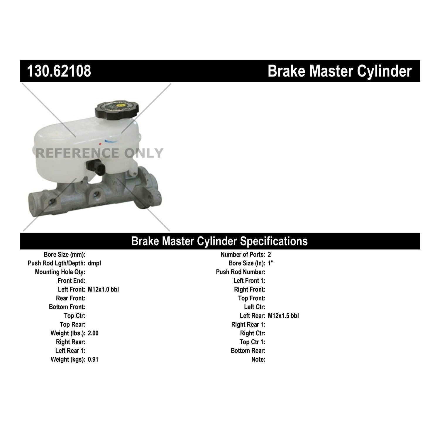 Centric Parts Premium Brake Master Cylinder 130.62108