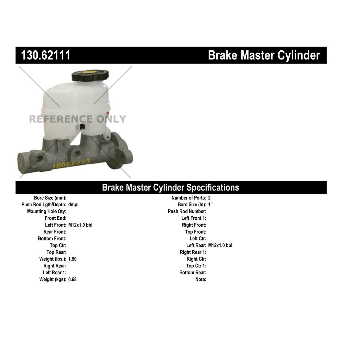 Centric Parts Premium Brake Master Cylinder 130.62111
