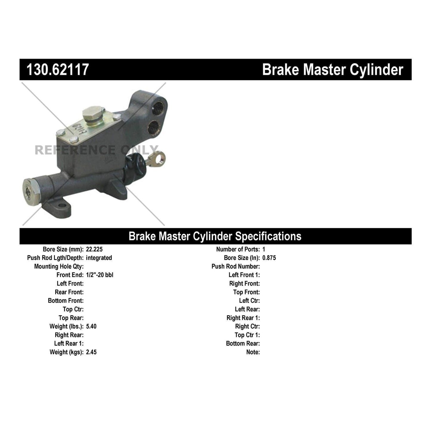 Centric Parts Brake Master Cylinder Premium for 1954-1953 Chevrolet Bel Air 130.62117