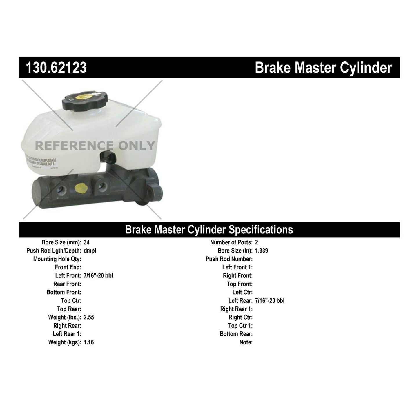 Centric Parts Brake Master Cylinder Premium for 2000-2005 Cadillac DeVille 130.62123