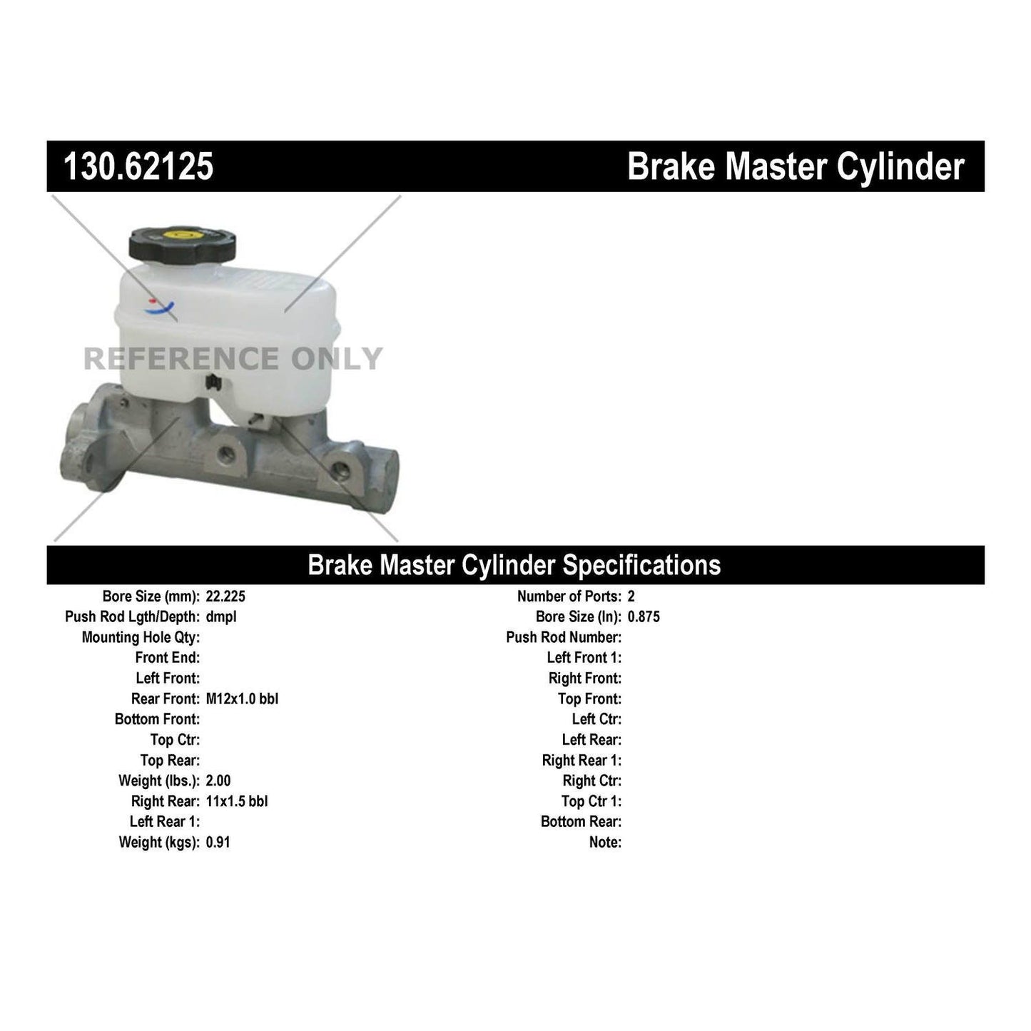 Centric Parts Premium Brake Master Cylinder 130.62125