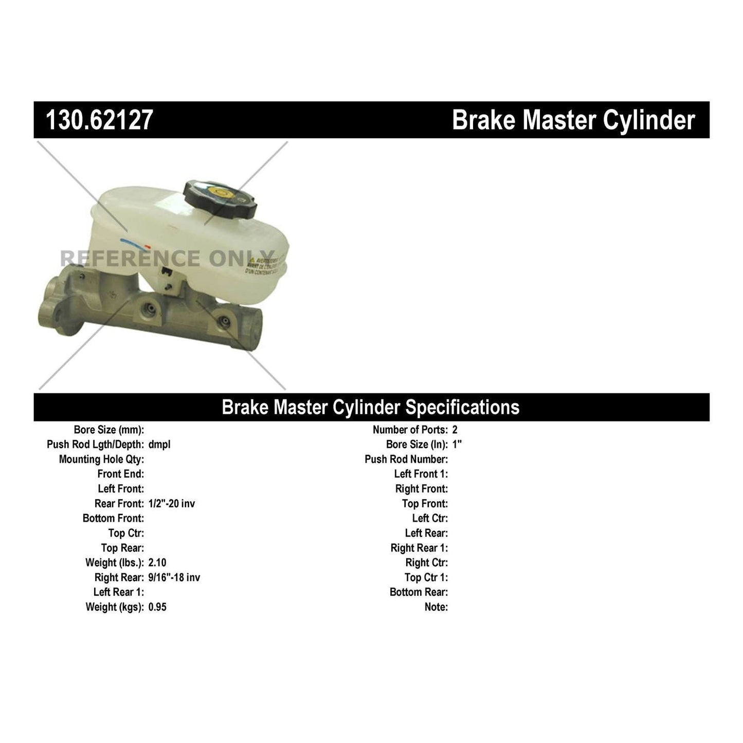 StopTech Premium Brake Master Cylinder 130.62127