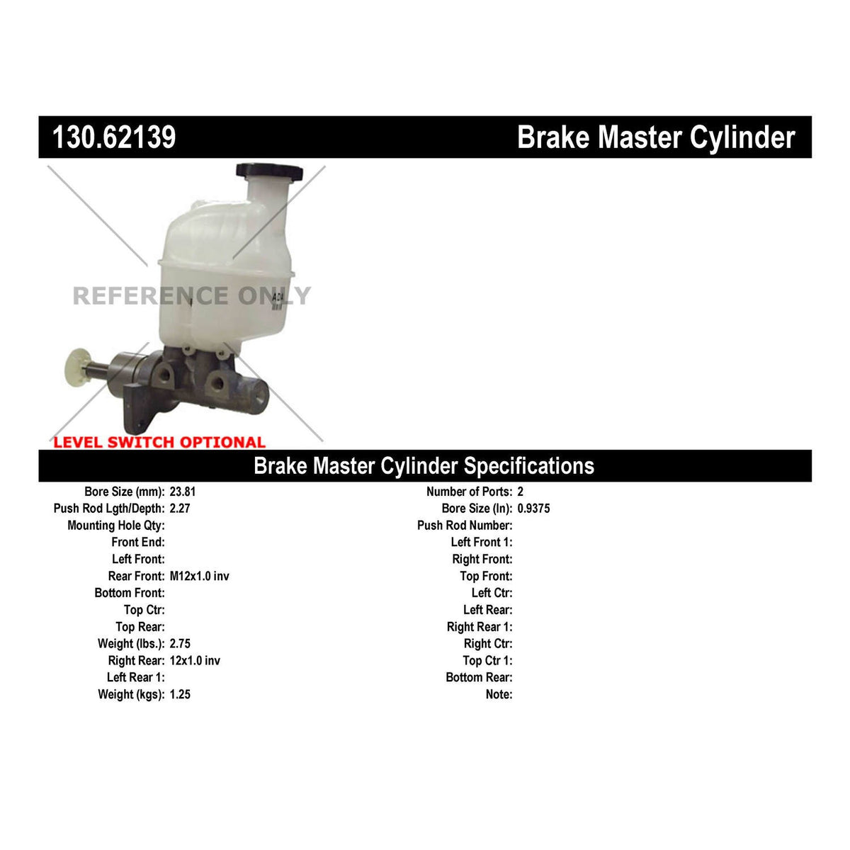 Centric Parts Premium Brake Master Cylinder 130.62139