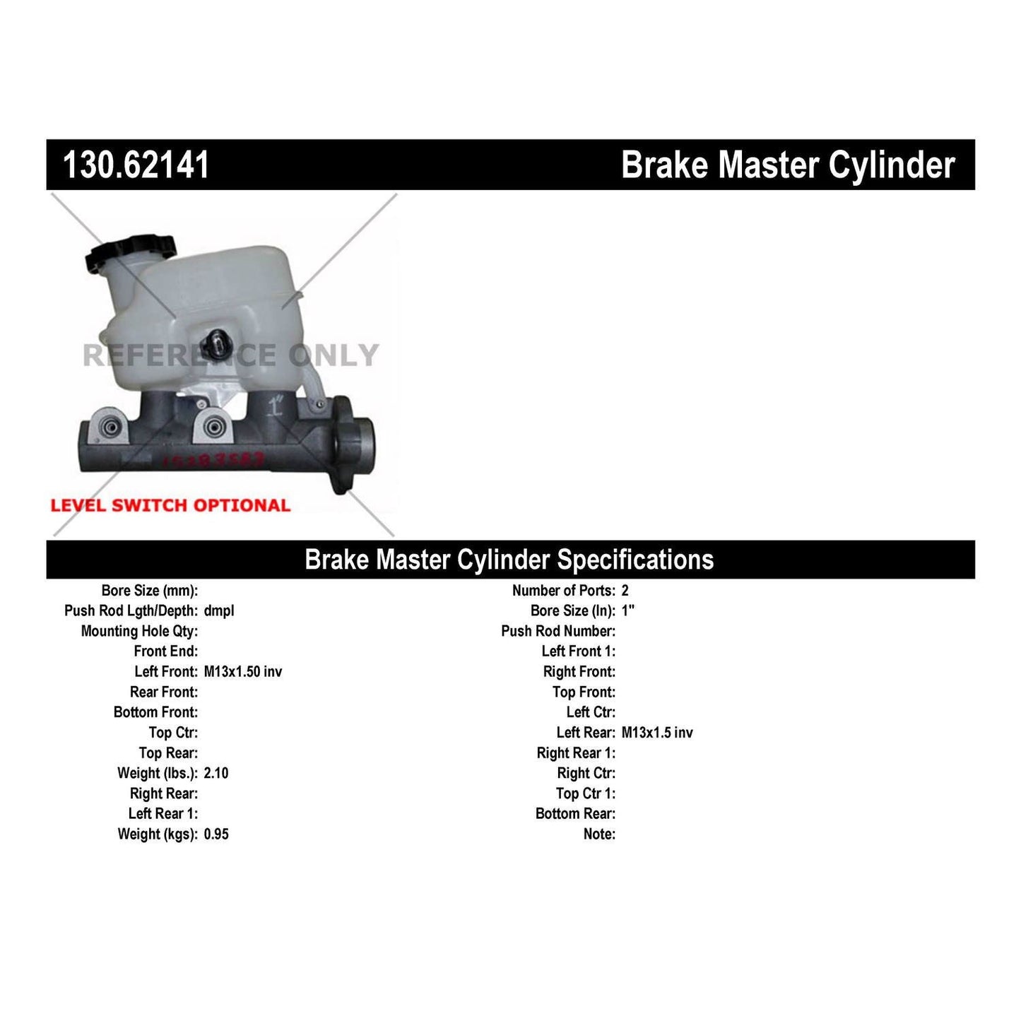 StopTech Premium Brake Master Cylinder 130.62141