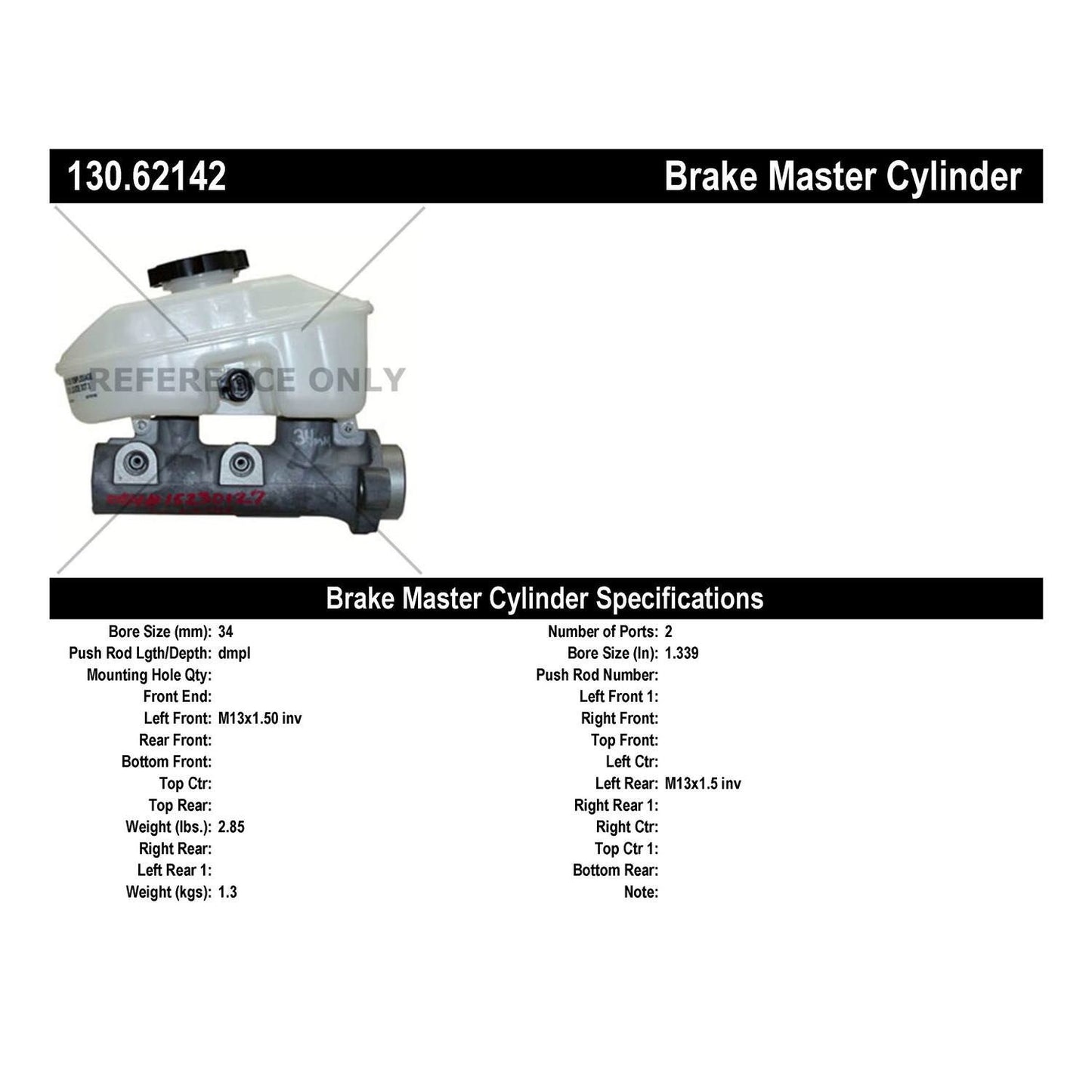 Centric Parts Brake Master Cylinder Premium for 2006-2011 Cadillac DTS 130.62142