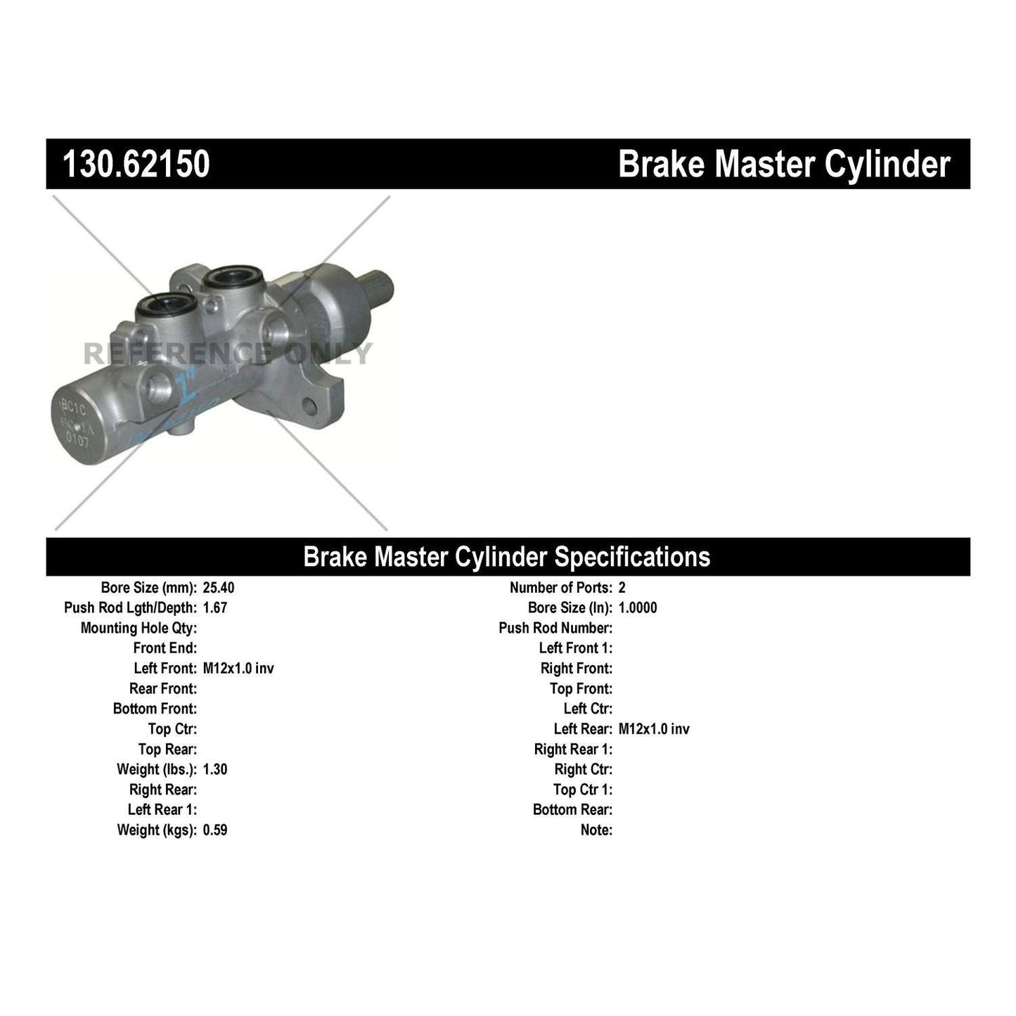 Centric Parts Premium Brake Master Cylinder 130.62150