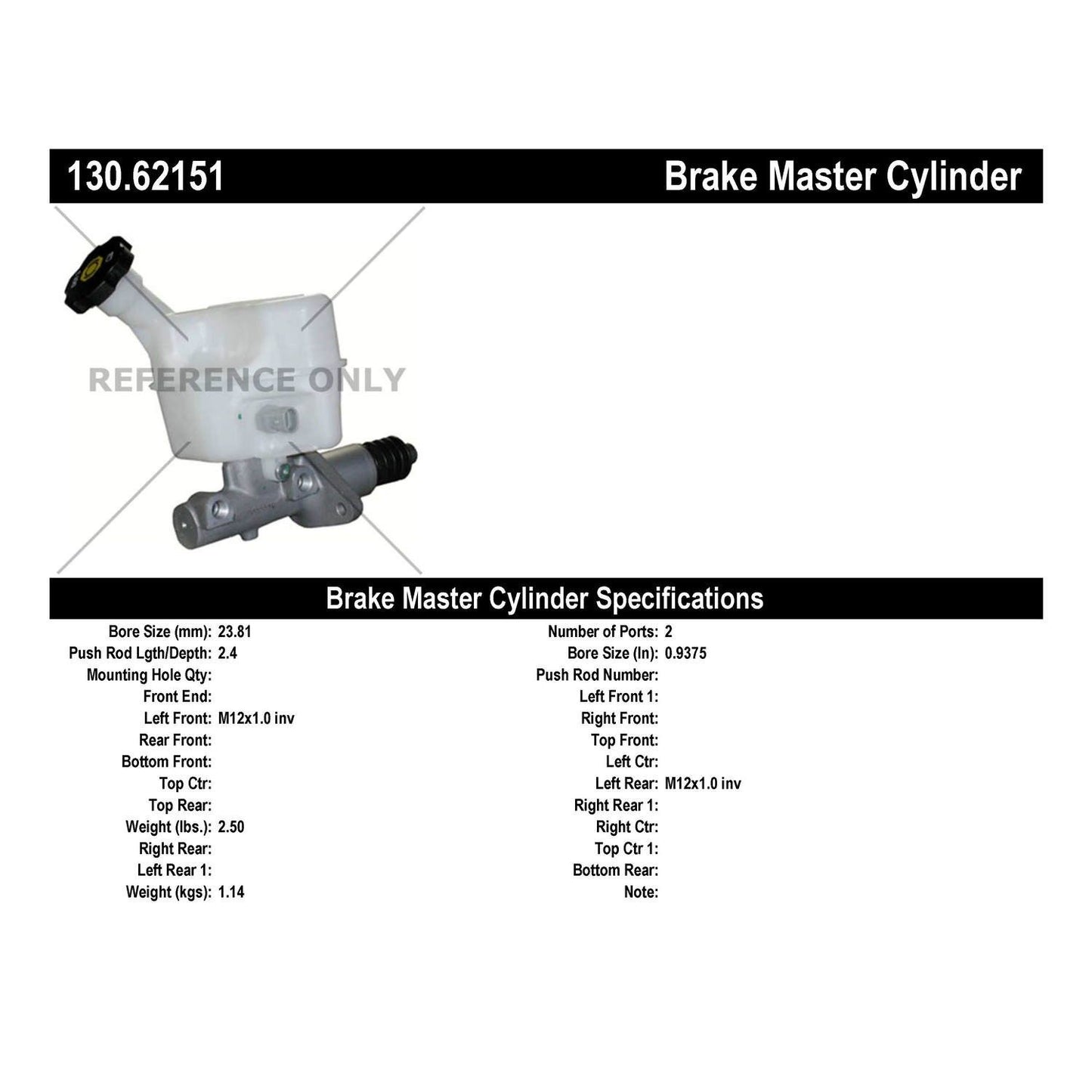 Centric Parts Premium Brake Master Cylinder 130.62151