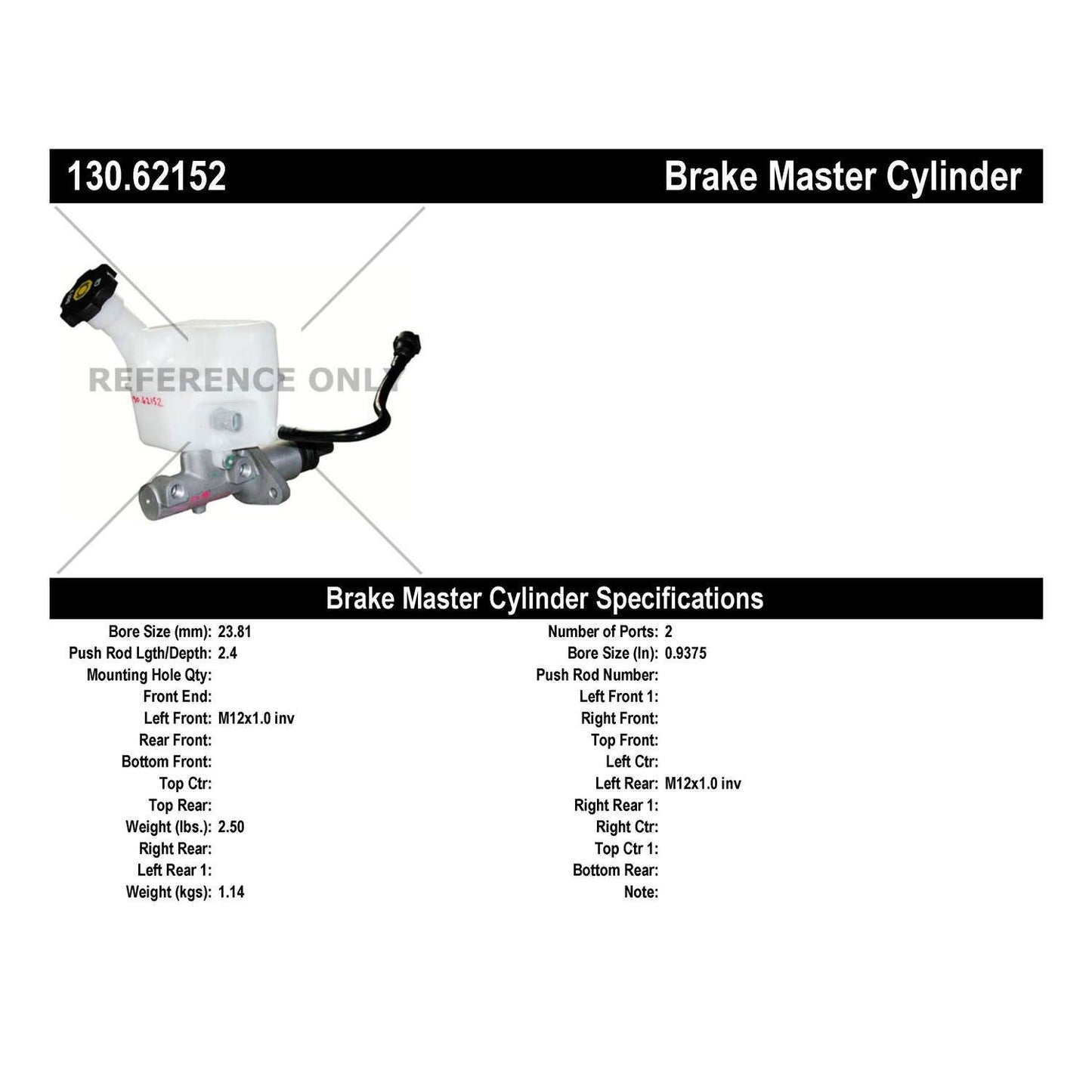 Centric Parts Brake Master Cylinder Premium for 2008-2011 Chevrolet HHR 130.62152