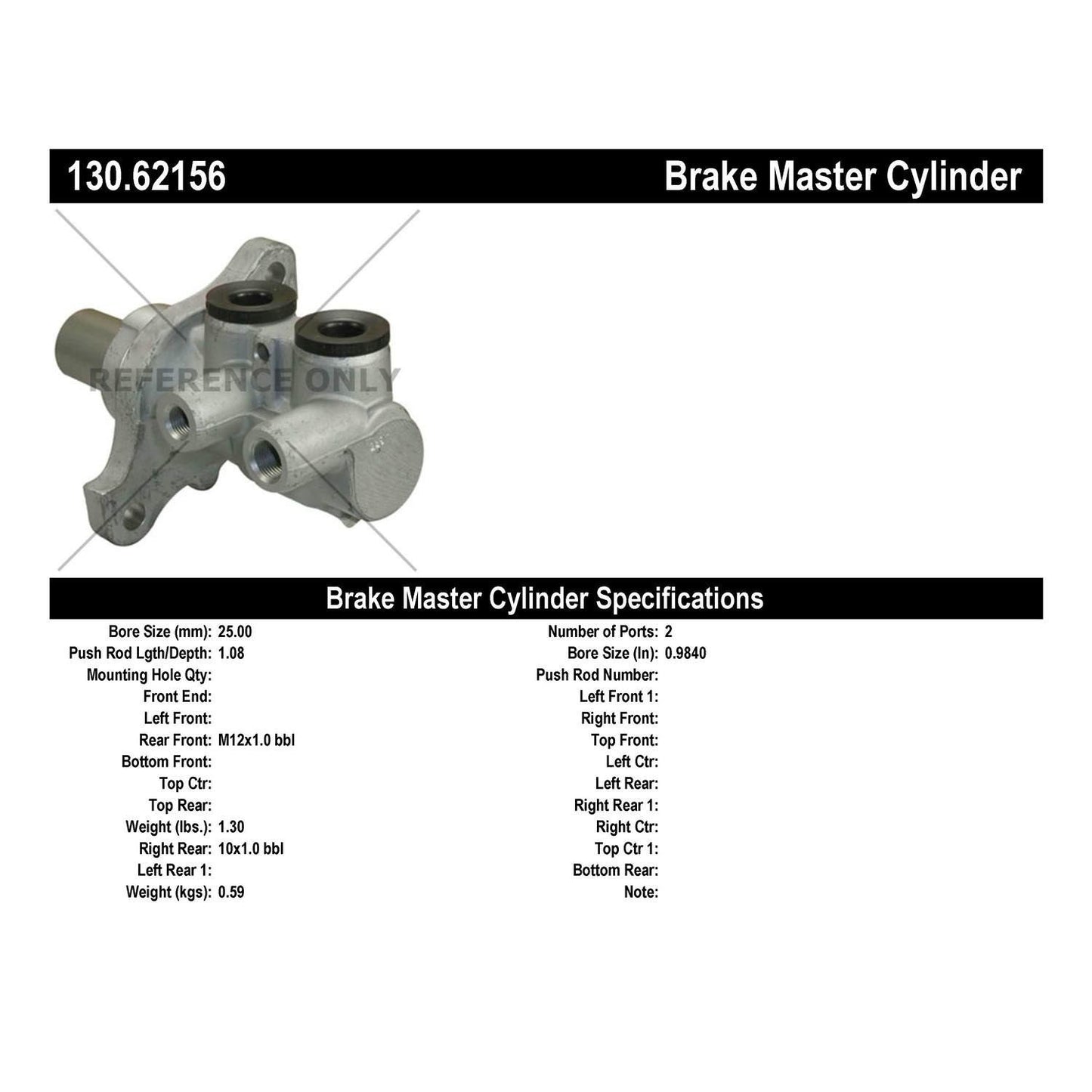 Centric Parts Premium Brake Master Cylinder 130.62156