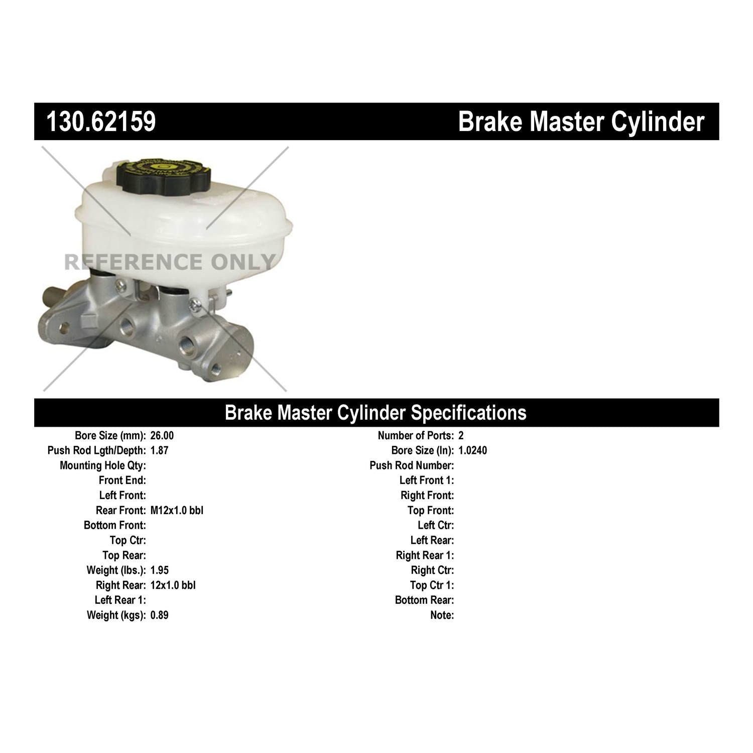 Centric Parts Premium Brake Master Cylinder 130.62159