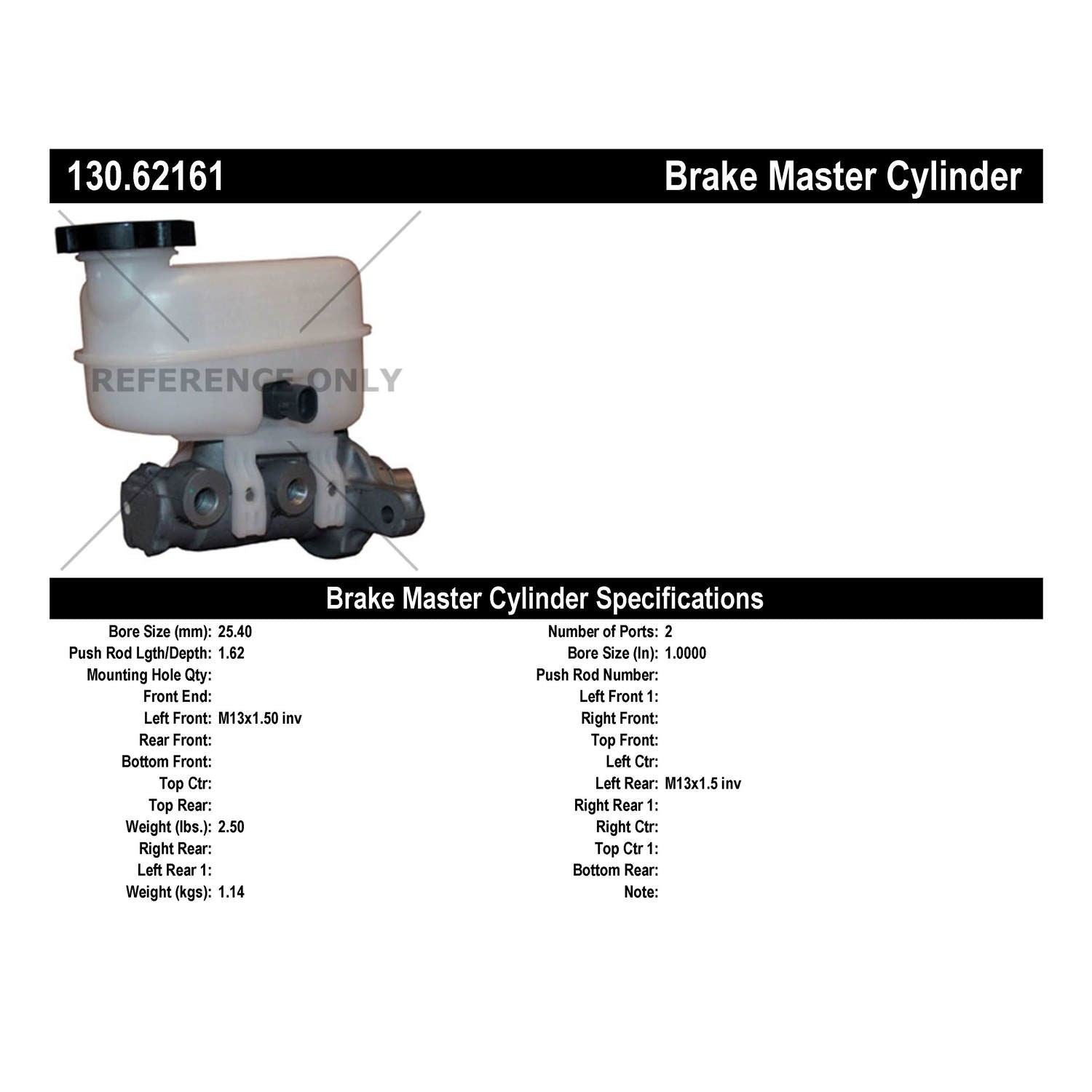 Centric Parts Premium Brake Master Cylinder 130.62161