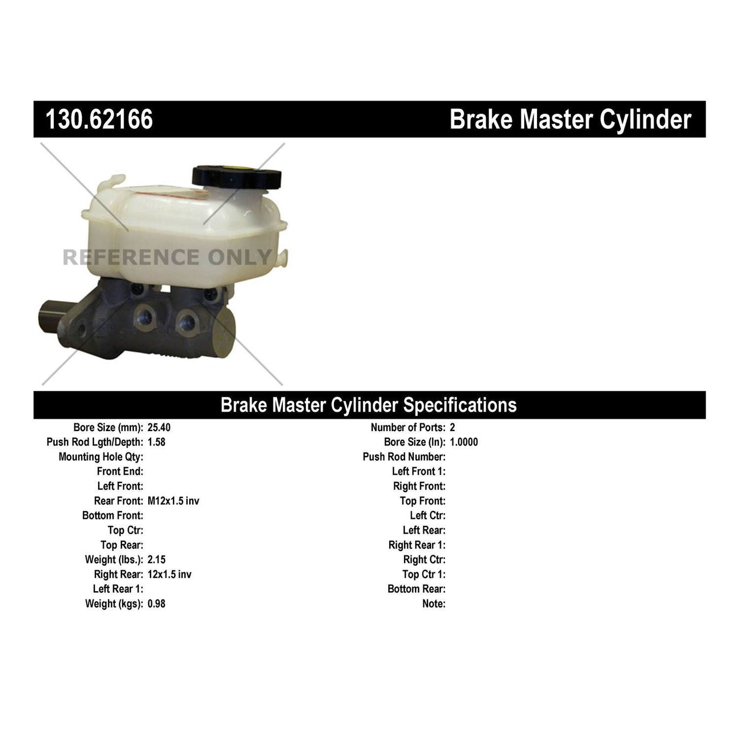 Centric Parts Premium Brake Master Cylinder 130.62166