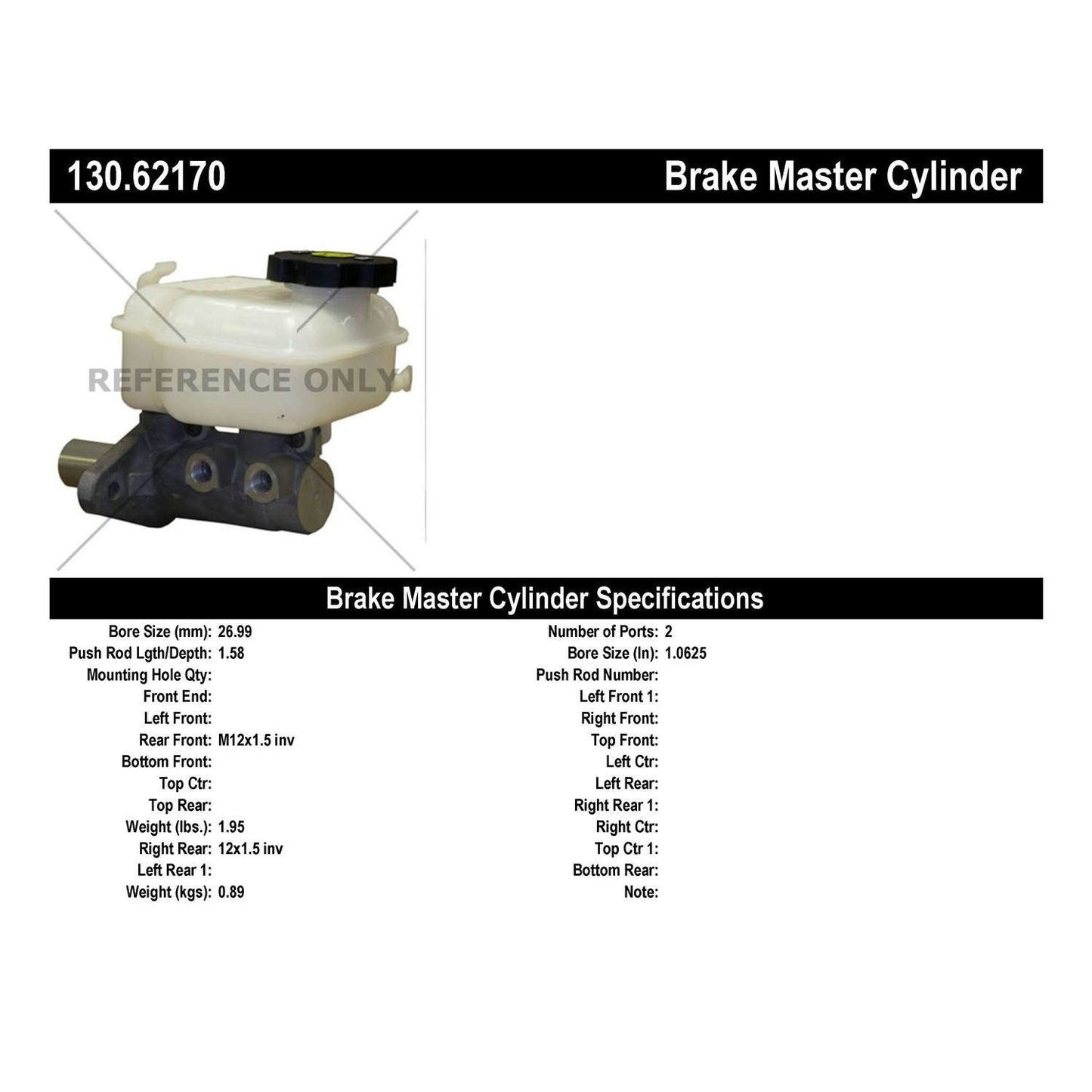 Centric Parts Premium Brake Master Cylinder 130.62170