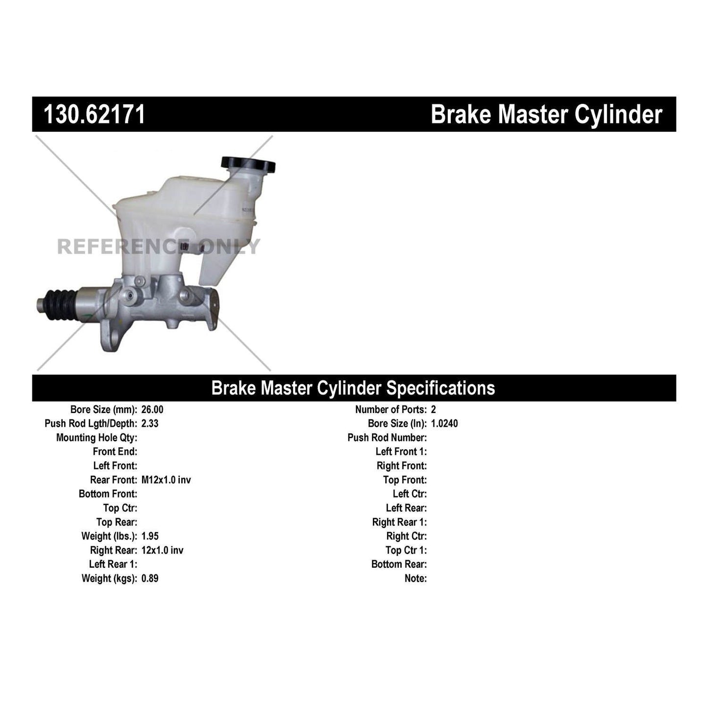 Centric Parts Brake Master Cylinder 130.62171