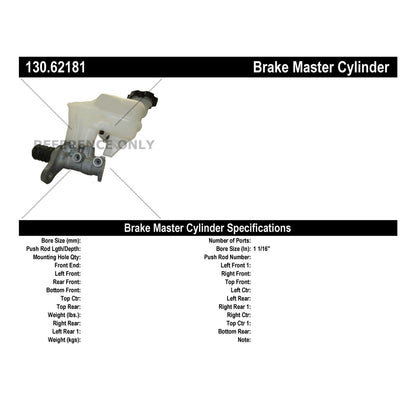 Centric Parts Premium Brake Master Cylinder 130.62181