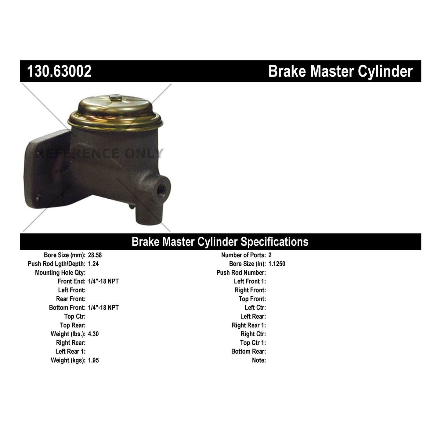 Centric Parts Premium Brake Master Cylinder for 1956-1964 Chrysler 130.63002