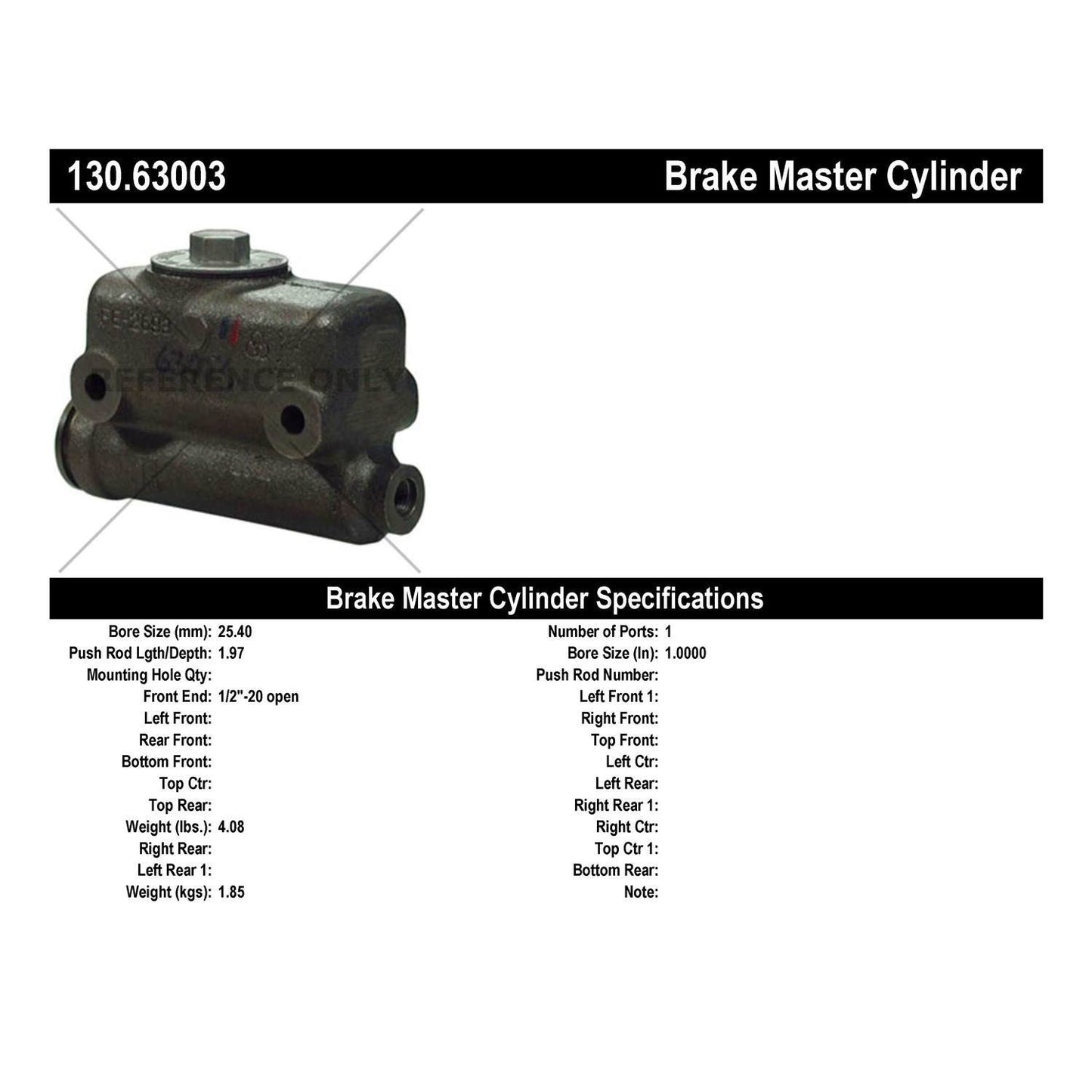 Centric Parts Premium Brake Master Cylinder for American Motors 1951-1969 130.63003