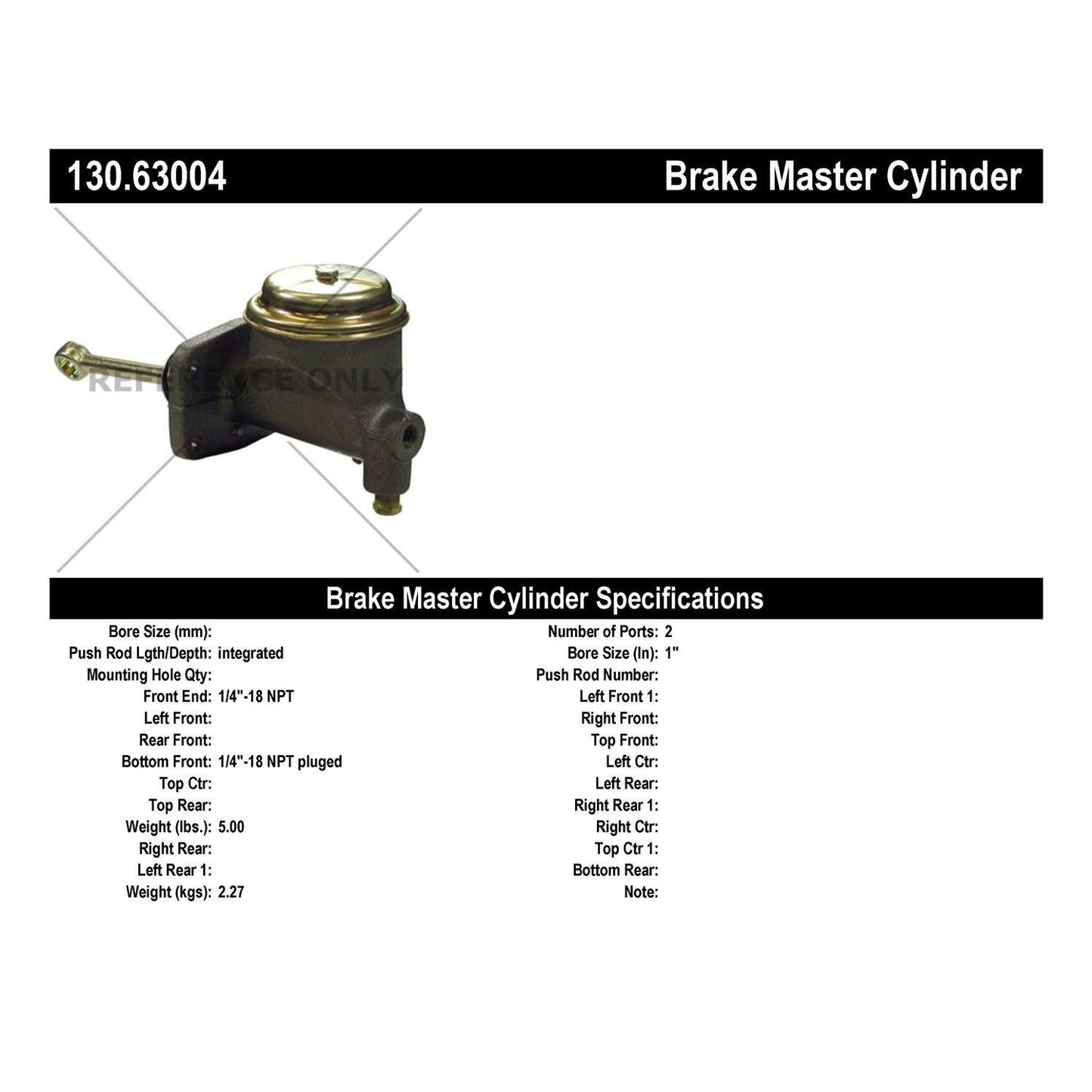 Centric Parts Premium Brake Master Cylinder 130.63004