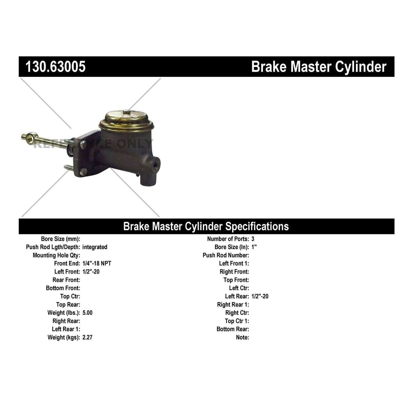 Stoptech Centric Premium Brake Master Cylinder 130.63005