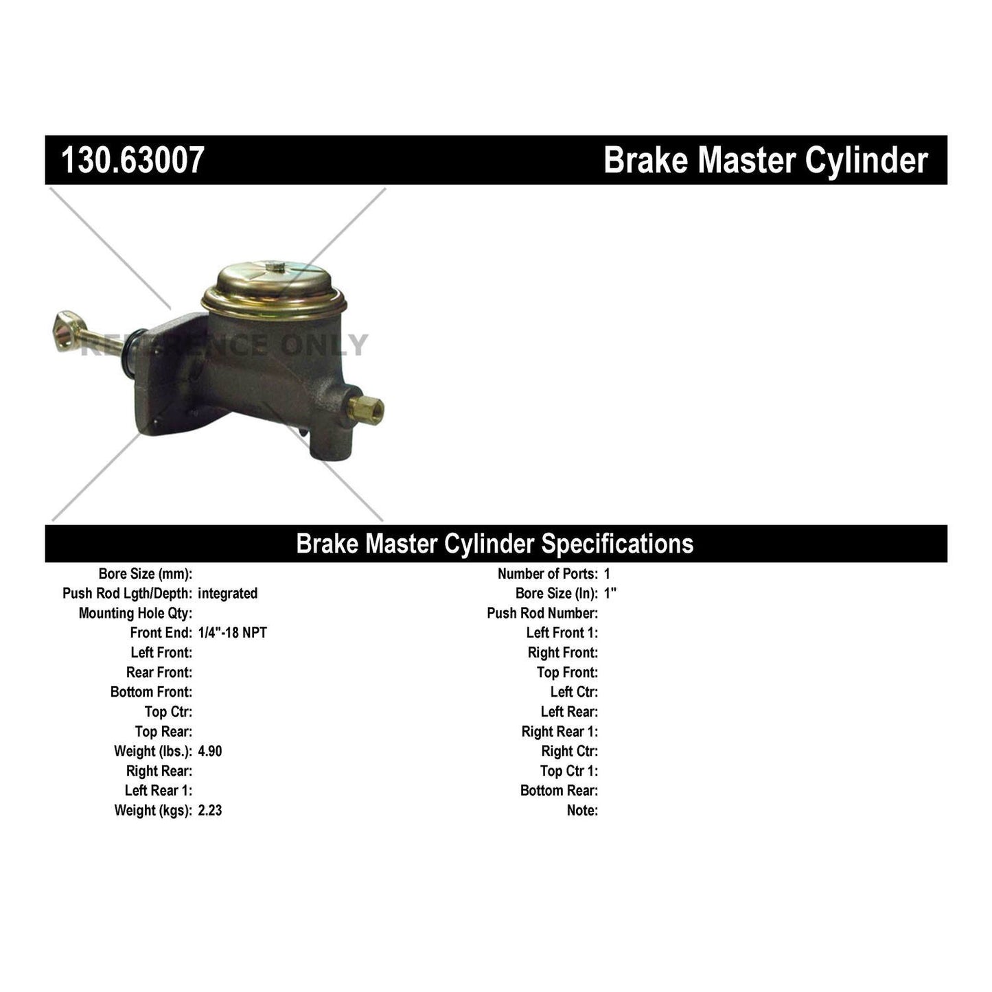 Stoptech Centric Premium Brake Master Cylinder 130.63007