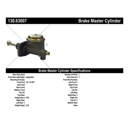 Stoptech Centric Premium Brake Master Cylinder 130.63007