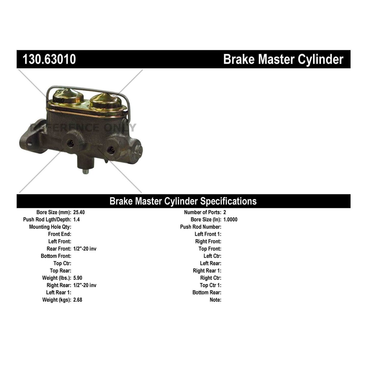 Centric Parts Premium Brake Master Cylinder for 1964-1976 American Motors vehicles 130.63010