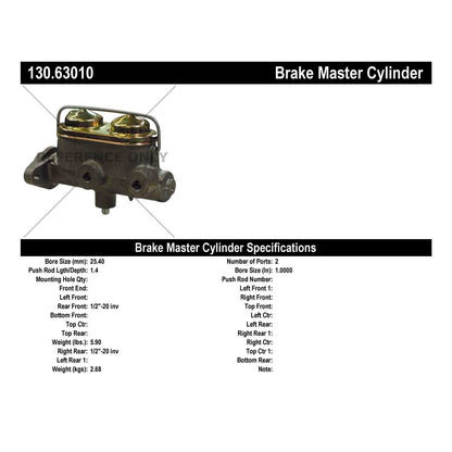 Centric Parts Premium Brake Master Cylinder for 1964-1976 American Motors vehicles 130.63010