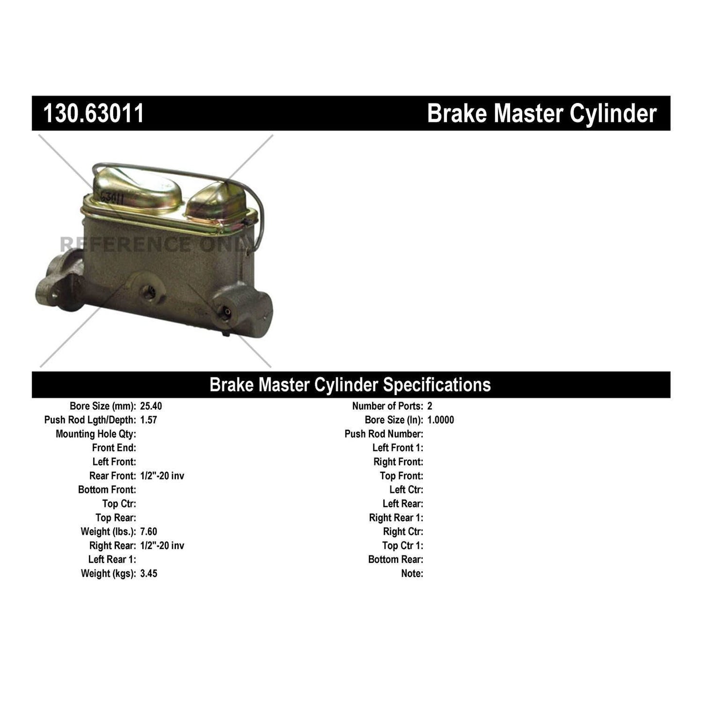 Centric Parts Brake Master Cylinder Premium for 1965-1976 American Motors Models 130.63011