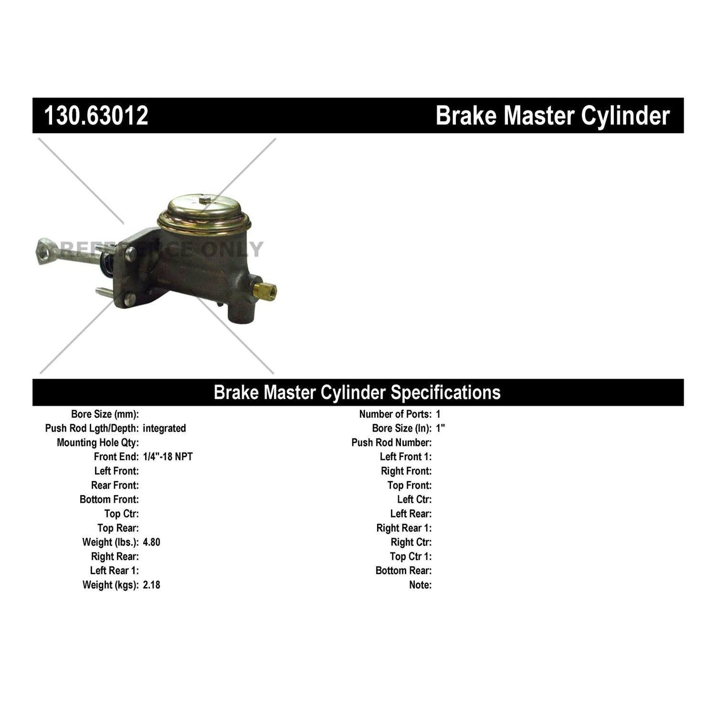 Stoptech Centric Premium Brake Master Cylinder 130.63012