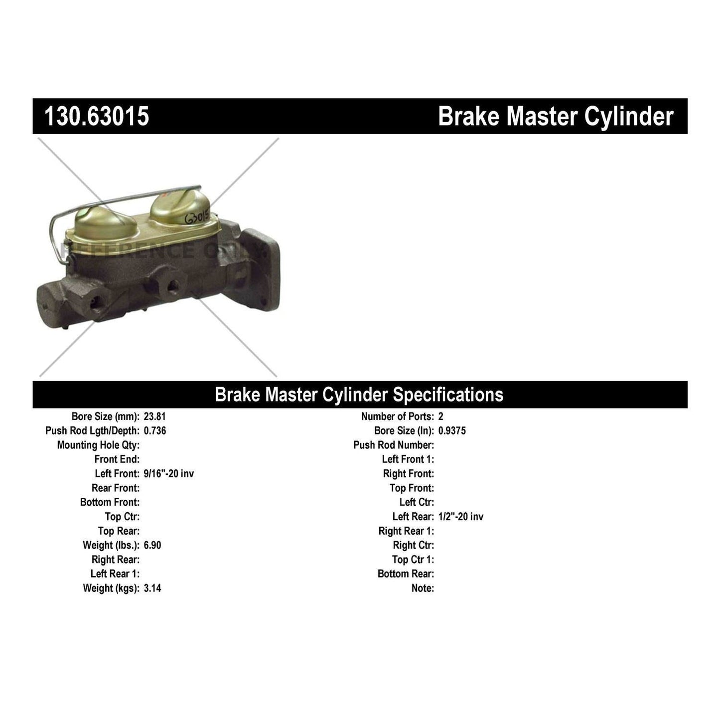 Stoptech Centric Premium Brake Master Cylinder 130.63015