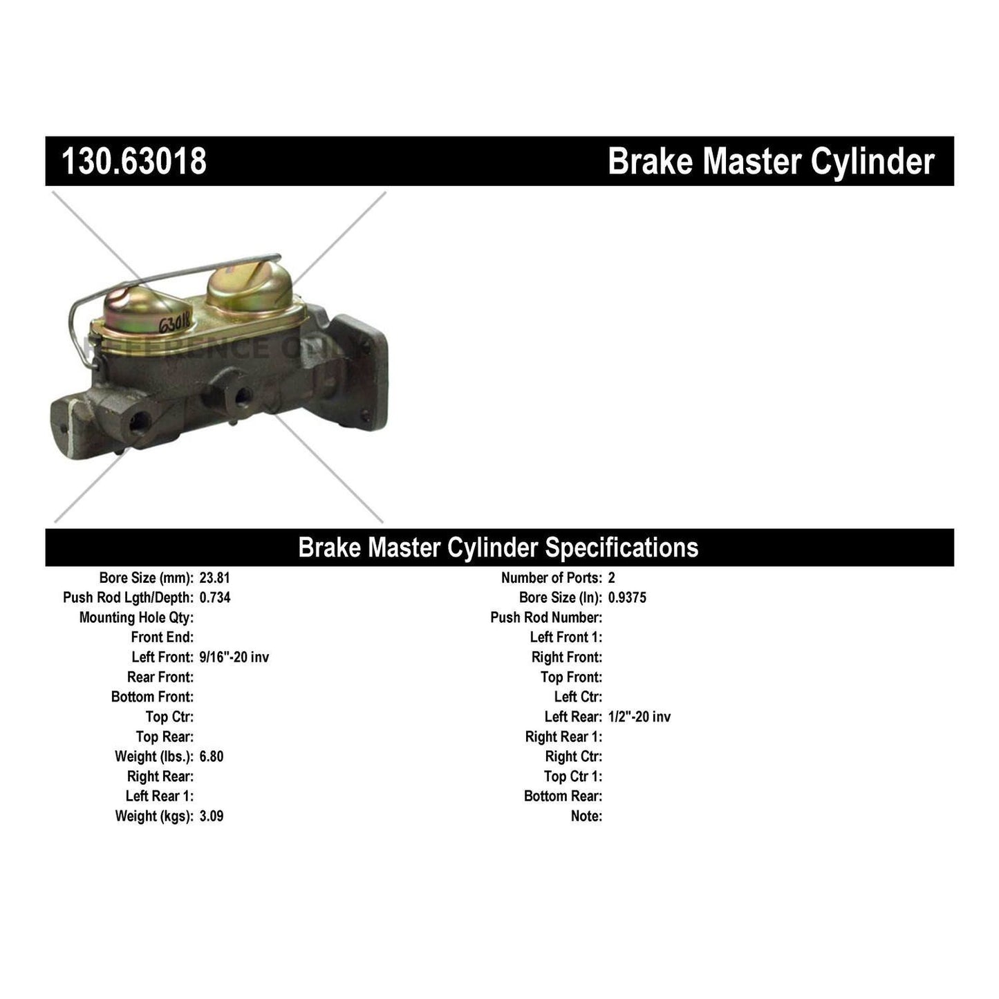 Centric Parts Premium Brake Master Cylinder 130.63018