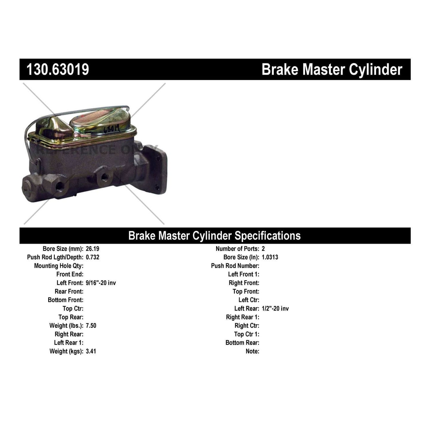 Stoptech Centric Premium Brake Master Cylinder 130.63019